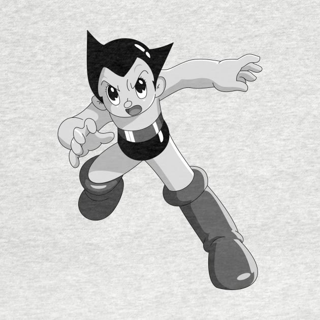 Astro Boy, Fighting Stance Ver. (Grayscale) by VioletLilithArt